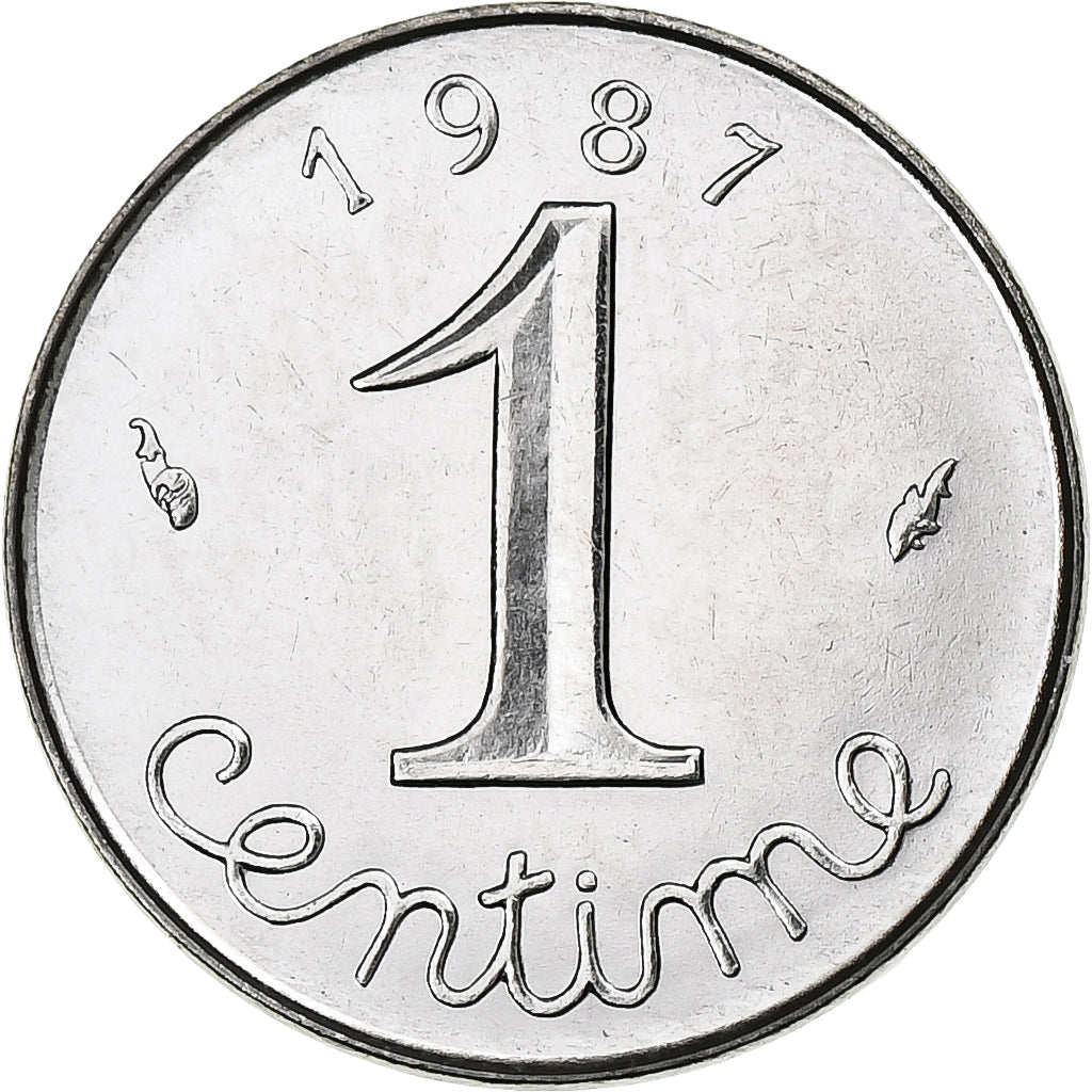 France, Centime, Épi, 1987, Paris, FDC, Stainless Steel, MS(65-70), KM:928