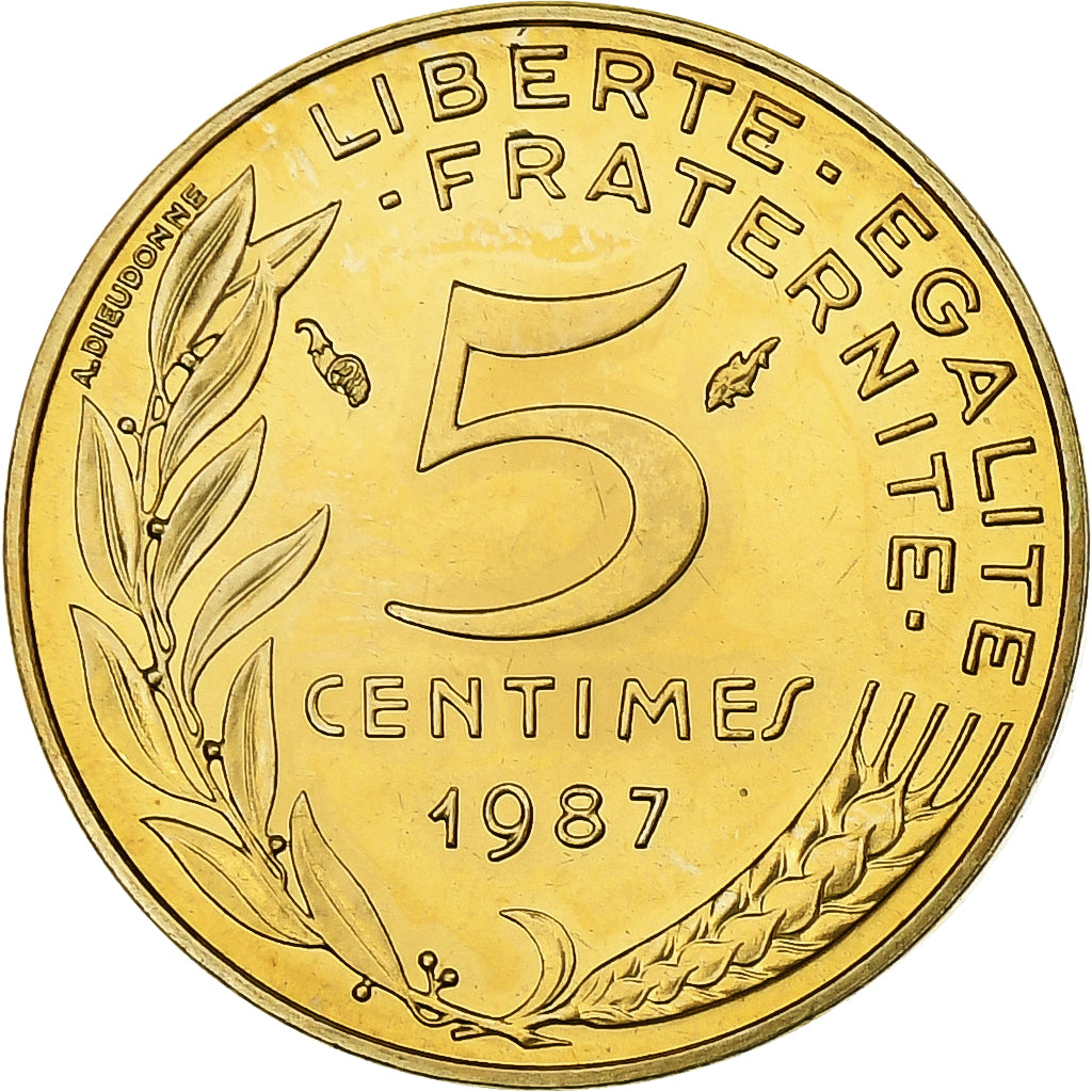 Frankrijk, 5 Centimes, Marianne, 1987, Paris, FDC, Aluminum-Bronze, FDC