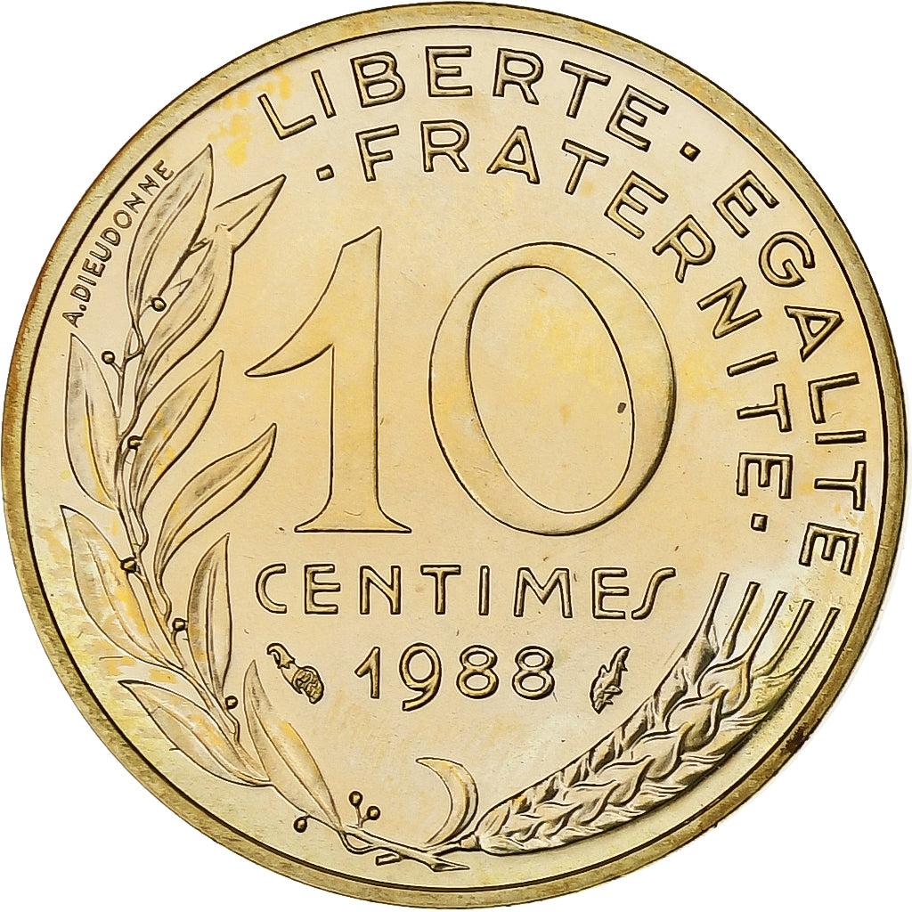 Frankrijk, 10 Centimes, Marianne, 1988, Paris, FDC, Aluminum-Bronze, FDC