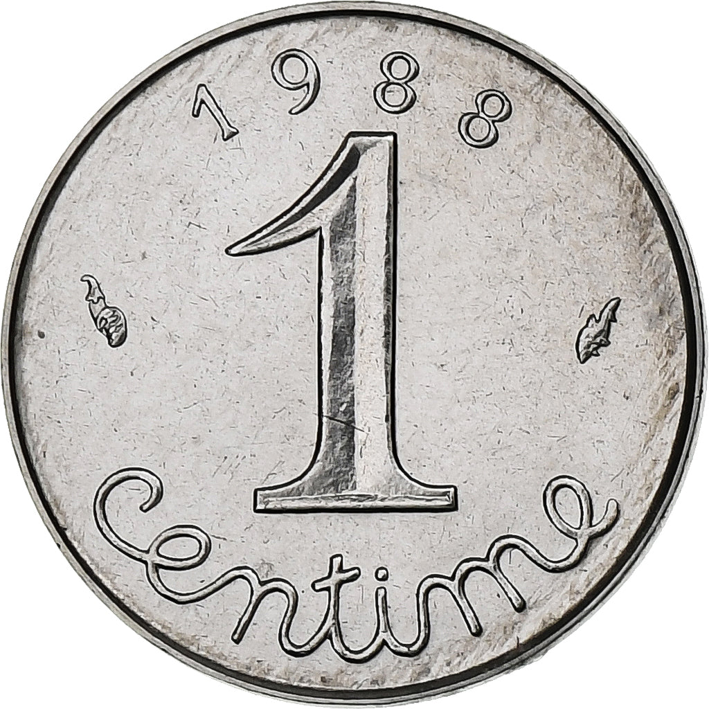 France, Centime, Épi, 1988, Paris, FDC, Stainless Steel, MS(65-70), Gadoury:91