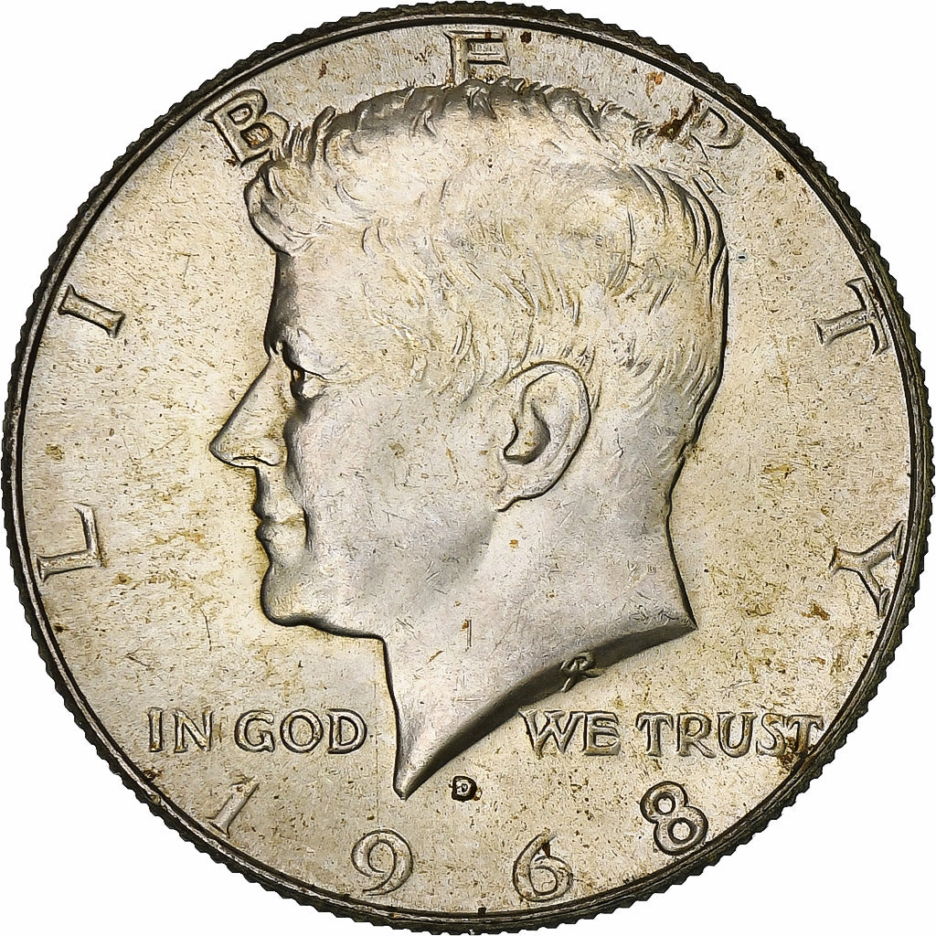 Stati Uniti, Half Dollar, John F. Kennedy, 1968, Denver, Argento, SPL-, KM:202a