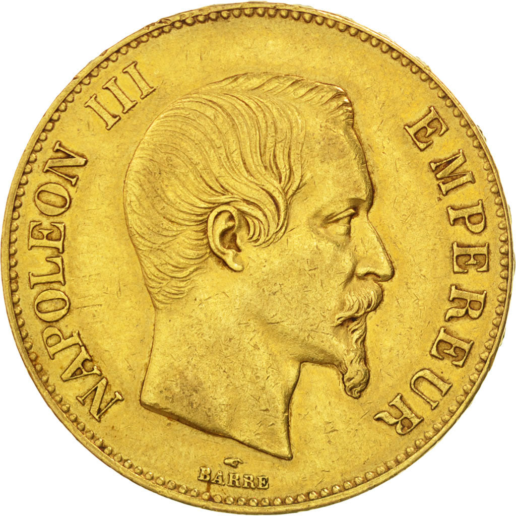 Francia, Napoleon III, Napoléon III, 100 Francs, 1858, Paris, BB, Oro, KM:78...