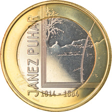 Slovenia, 3 Euro, Janez Puhar, 2014, MS(63), Bi-Metallic