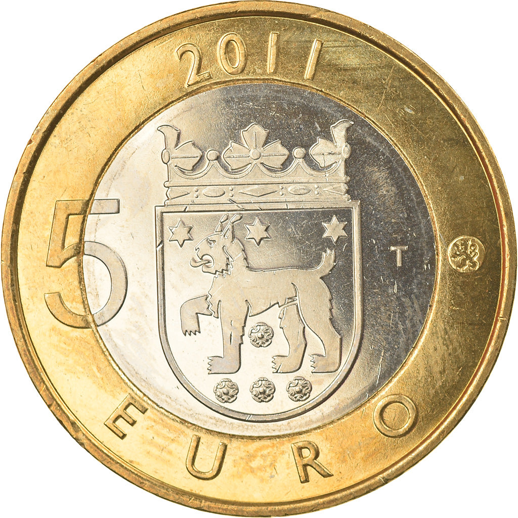 Finland, 5 Euro, Provinces - Tavastia, 2011, Vantaa, MS(63), Bi-Metallic, KM:161