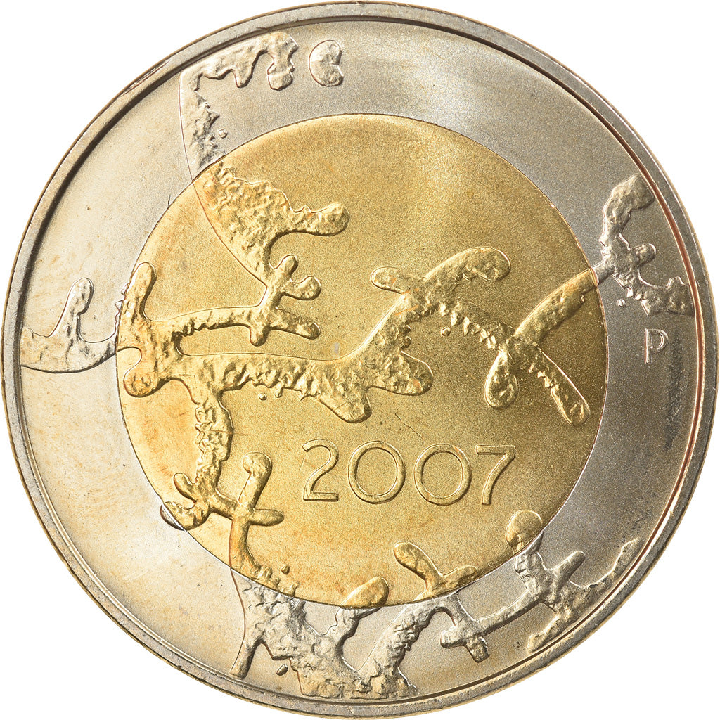 Finland, 5 Euro, 90th Anniversary of Independence, 2007, MS(63), Bi-Metallic