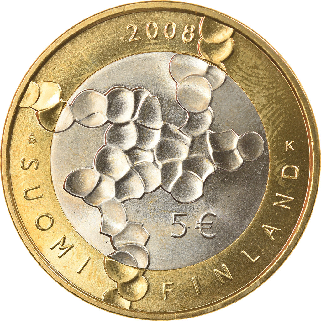 Finland, 5 Euro, Science, 2008, Vantaa, MS(63), Bi-Metallic, KM:141