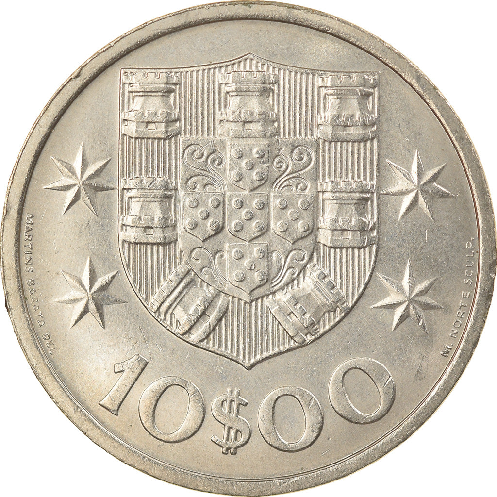 Coin, Portugal, 10 Escudos, 1971, MS(60-62), Copper-Nickel Clad Nickel, KM:600