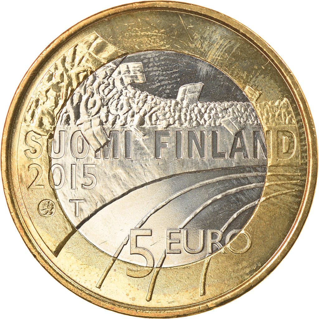 Finlandia, 5 Euro, Volleyball, 2015, SC, Bimetálico