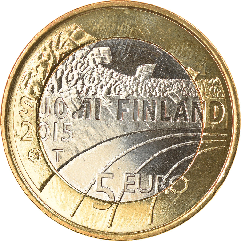 Finland, 5 Euro, Figure skating, 2015, MS(63), Bi-Metallic
