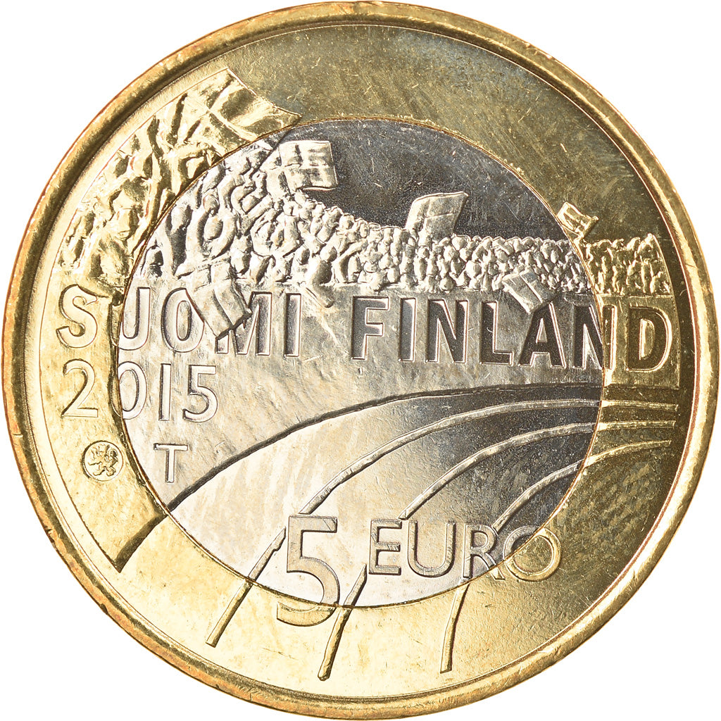 Finland, 5 Euro, Gymnastics, 2015, MS(63), Bi-Metallic