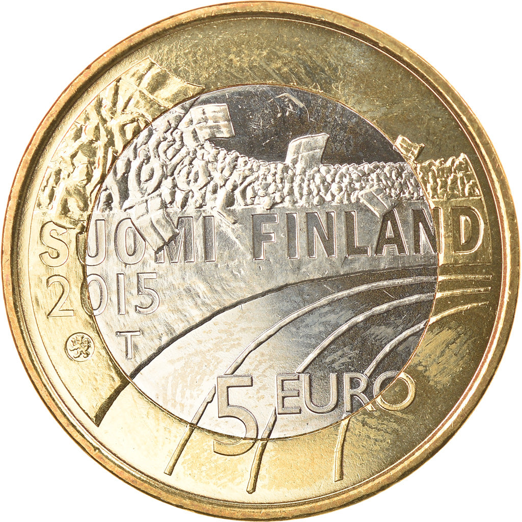 Finland, 5 Euro, Sport, Basket-Ball, 2015, MS(63), Bi-Metallic