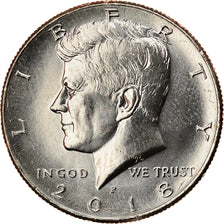 Coin, United States, Kennedy Half Dollar, Half Dollar, 2018, U.S. Mint