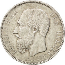 BELGIUM, 5 Francs, 5 Frank, 1874, KM #24, EF(40-45), Silver, 24.88