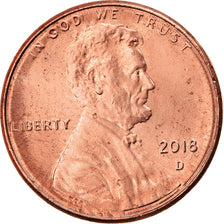 Monnaie, États-Unis, Lincoln Cent, 1 Cent, 2018, Denver, FDC, Copper Plated
