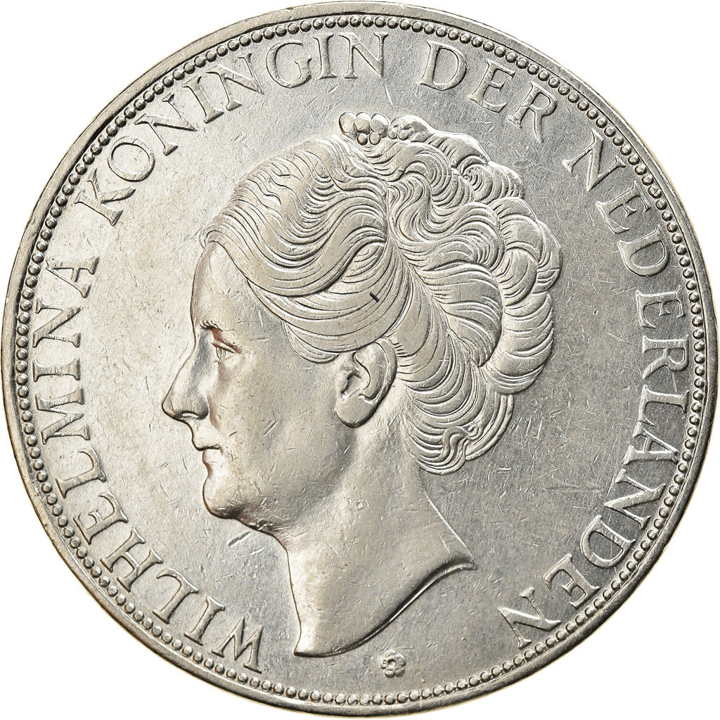 Coin, Netherlands, Wilhelmina I, 2-1/2 Gulden, 1933, AU(50-53), Silver, KM:165