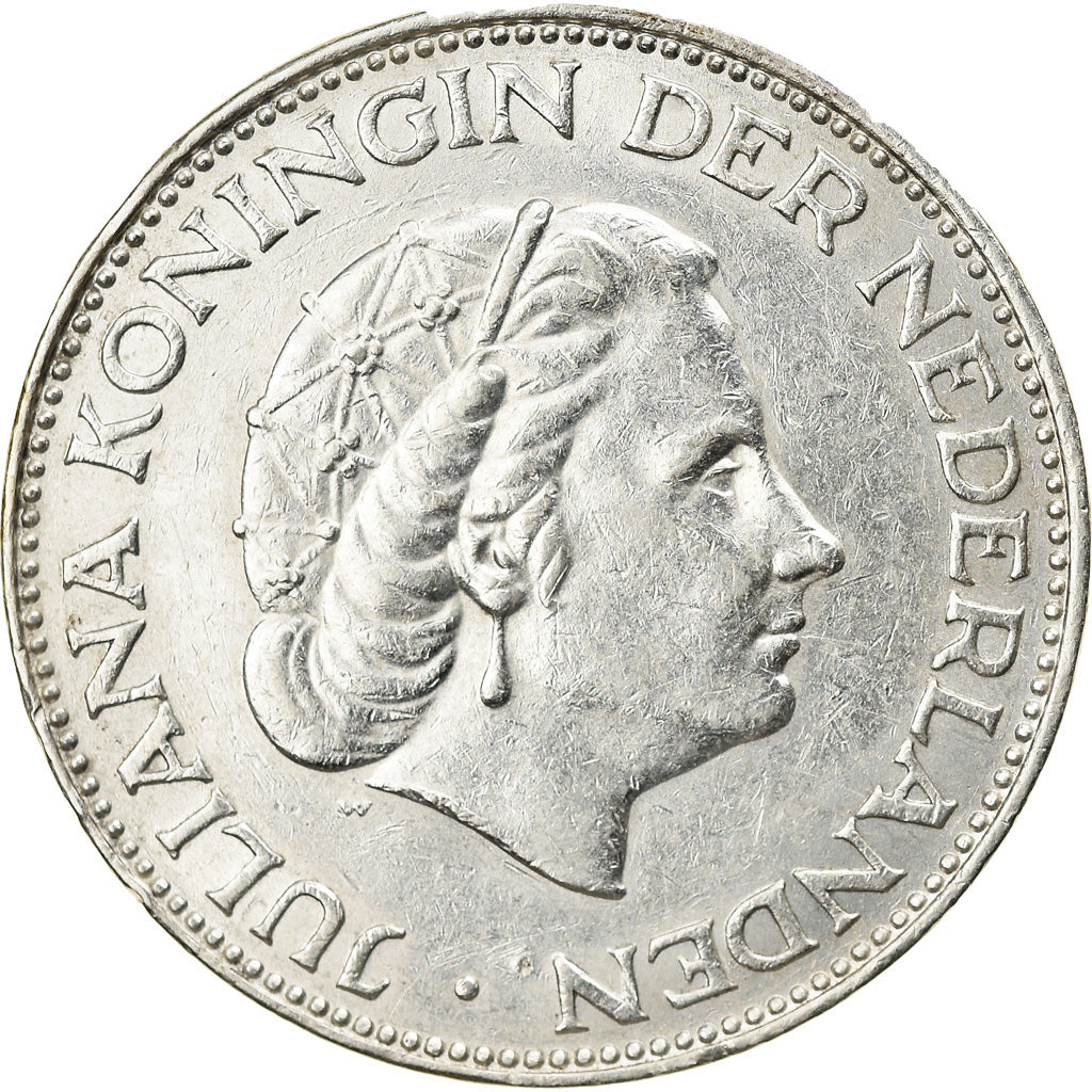 Coin, Netherlands, Juliana, 2-1/2 Gulden, 1961, EF(40-45), Silver, KM:185