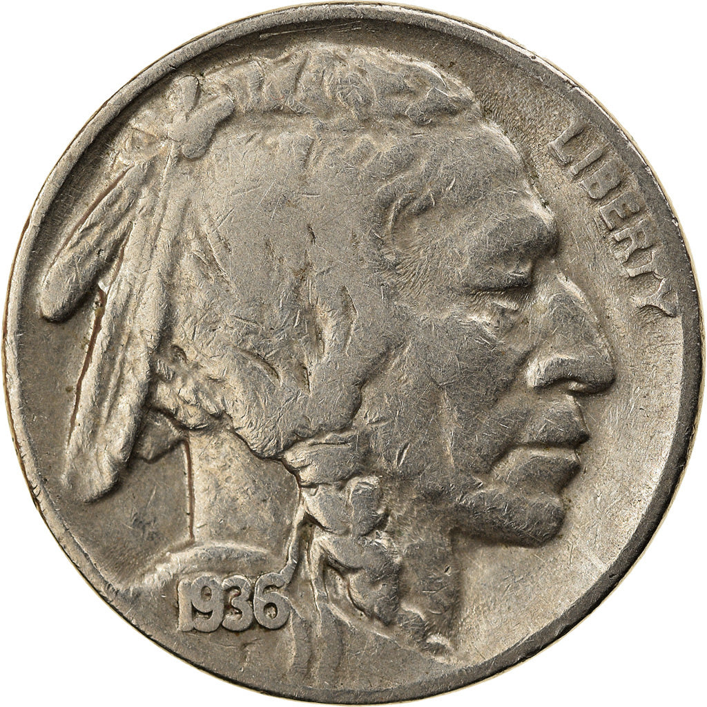 Moneta, USA, Buffalo Nickel, 5 Cents, 1936, U.S. Mint, Philadelphia, EF(40-45)