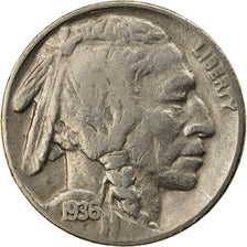 Moneta, USA, Buffalo Nickel, 5 Cents, 1936, U.S. Mint, Philadelphia, EF(40-45)