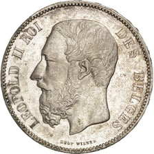 BELGIUM, 5 Francs, 5 Frank, 1876, KM #24, AU(50-53), Silver, 24.89