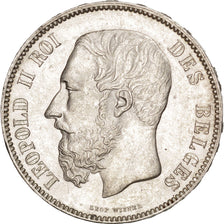 BELGIUM, 5 Francs, 5 Frank, 1876, KM #24, AU(55-58), Silver, 25.05