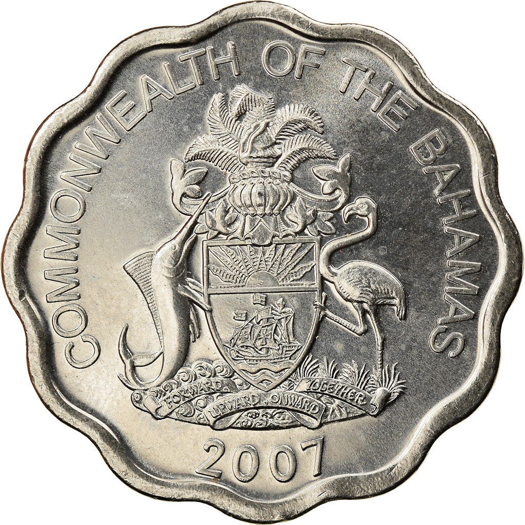 Coin, Bahamas, Elizabeth II, 10 Cents, 2007, Franklin Mint, MS(63)