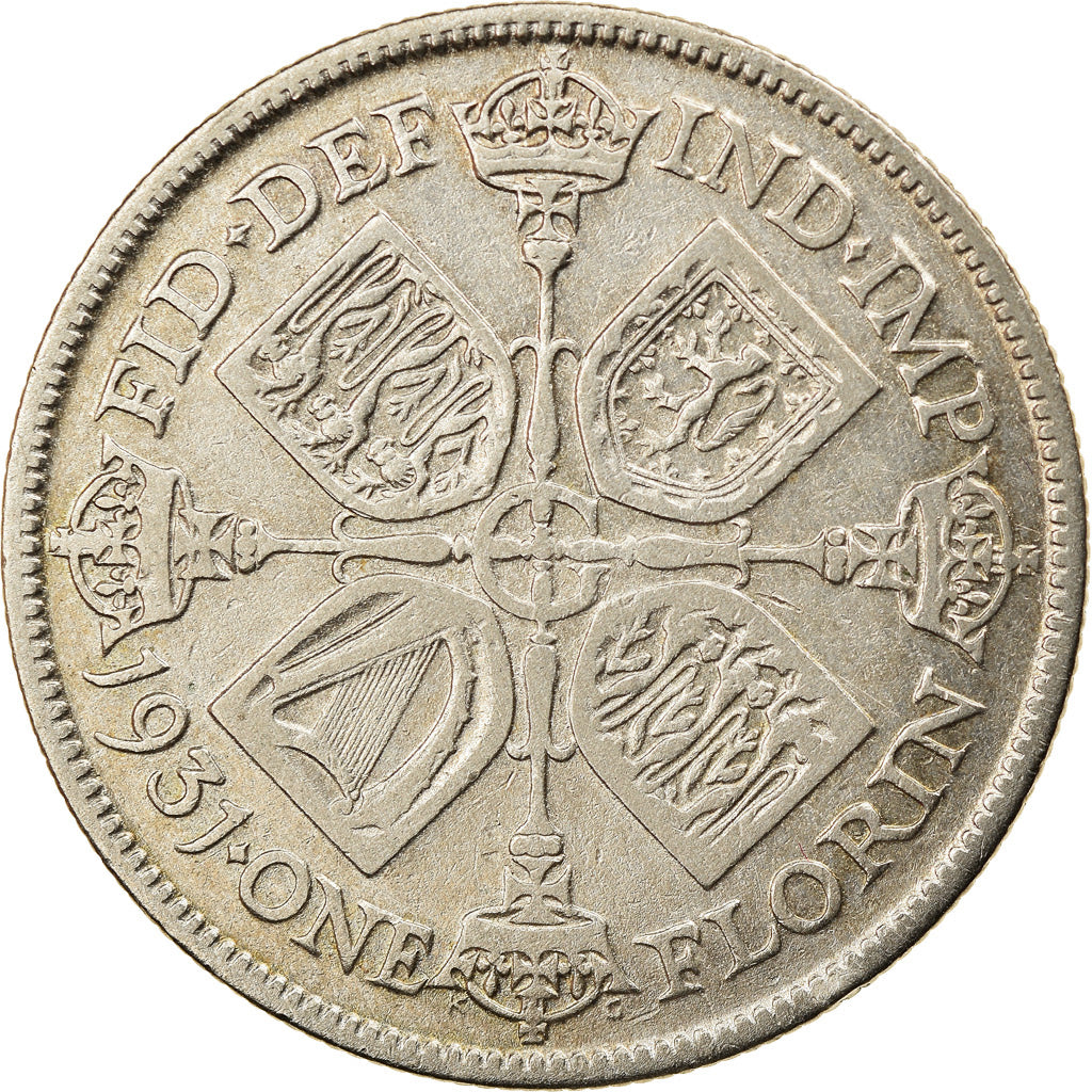 Coin, Great Britain, George V, Florin, Two Shillings, 1931, AU(55-58), Silver