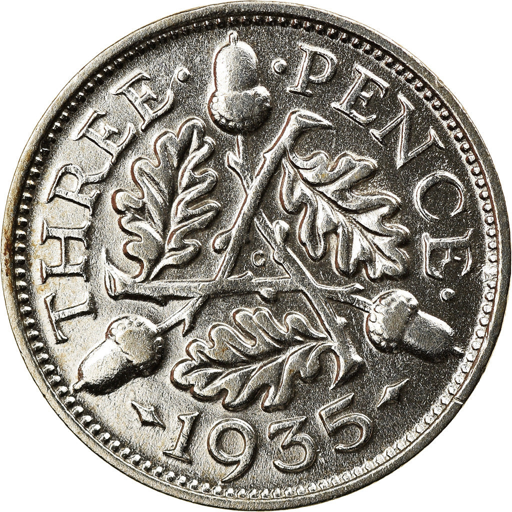 Coin, Great Britain, George V, 3 Pence, 1935, MS(60-62), Silver, KM:831