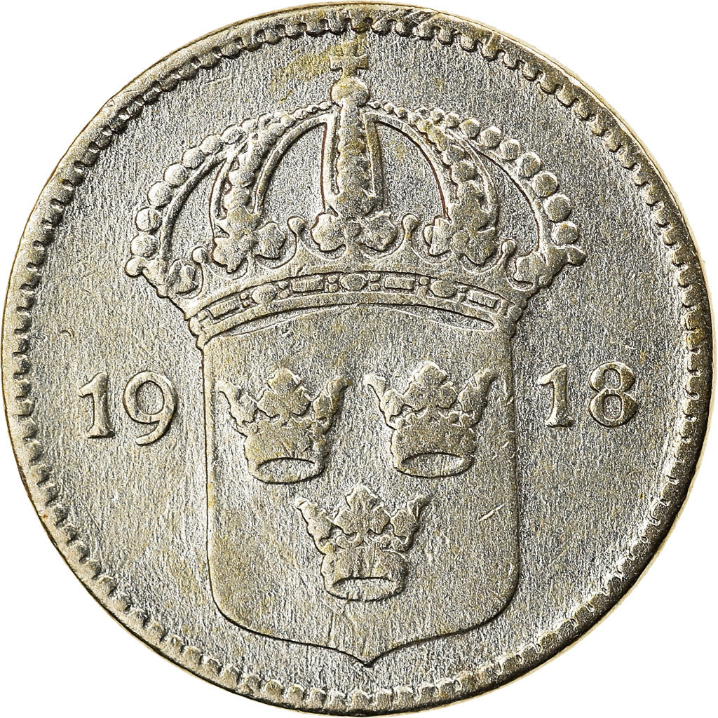 Coin, Sweden, Gustaf V, 10 Öre, 1918, MS(60-62), Silver, KM:780