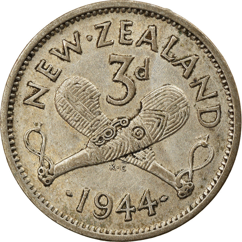 Monnaie, Nouvelle-Zélande, George VI, 3 Pence, 1944, TTB, Argent, KM:7