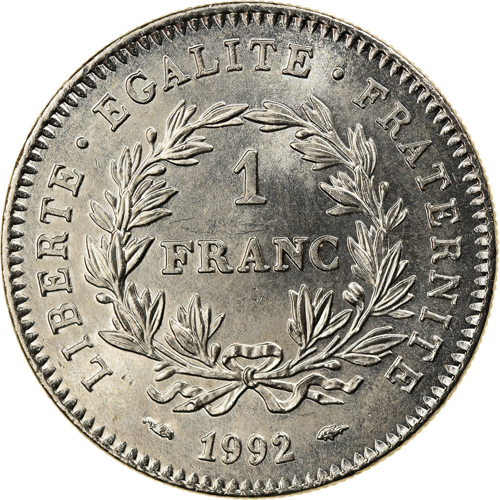 Coin, France, République, Franc, 1992, Paris, MS(63), Nickel, KM:1004.1