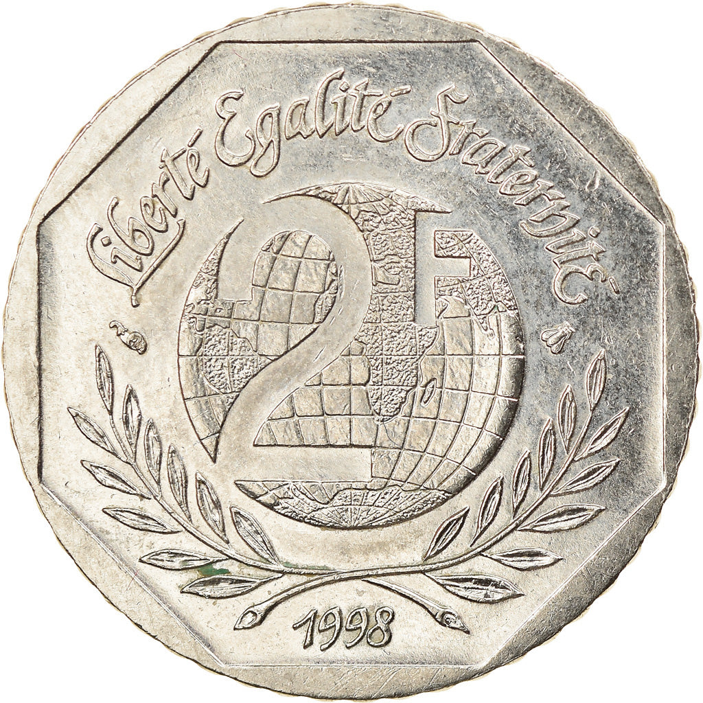 Coin, France, René Cassin, 2 Francs, 1998, AU(50-53), Nickel, KM:1213