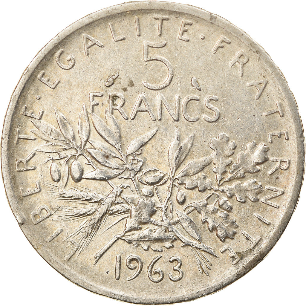 Coin, France, Semeuse, 5 Francs, 1963, AU(50-53), Silver, KM:926