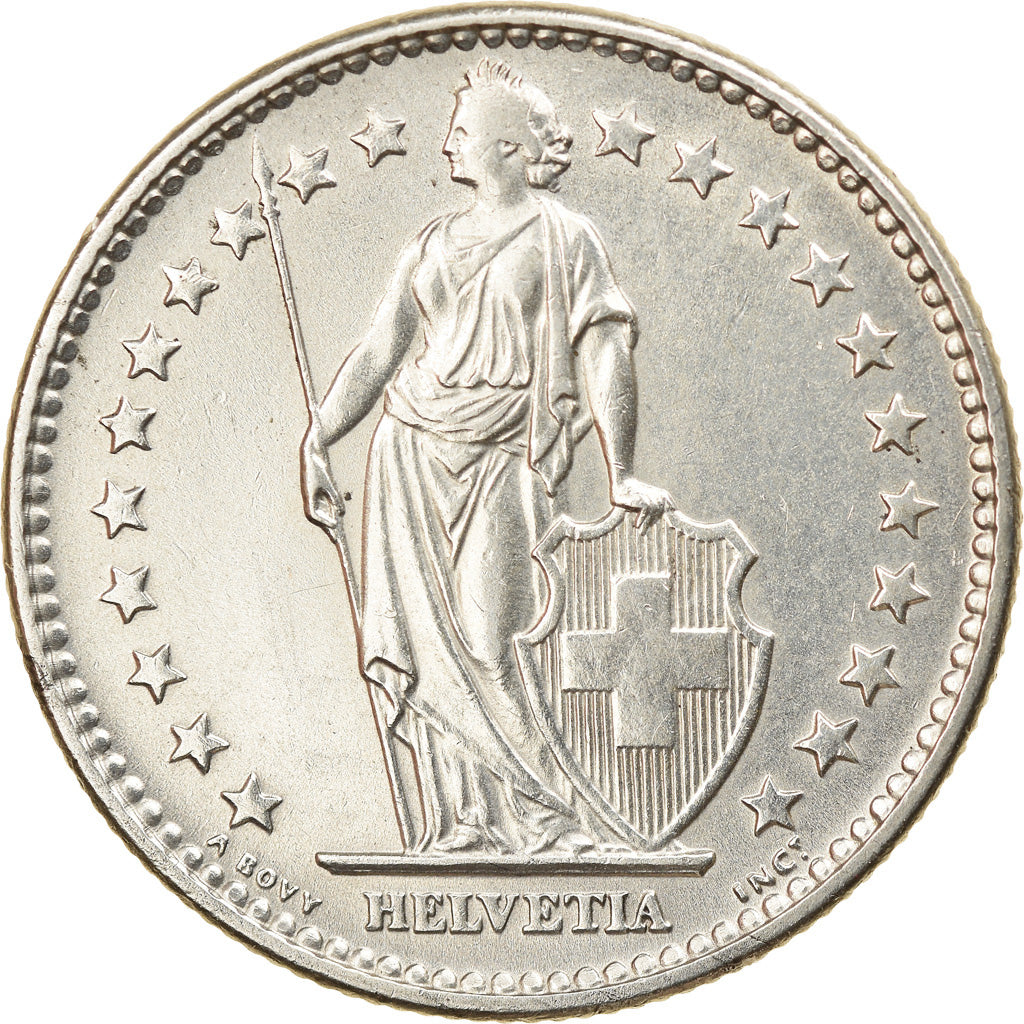 Coin, Switzerland, 2 Francs, 1965, Bern, MS(65-70), Silver, KM:21