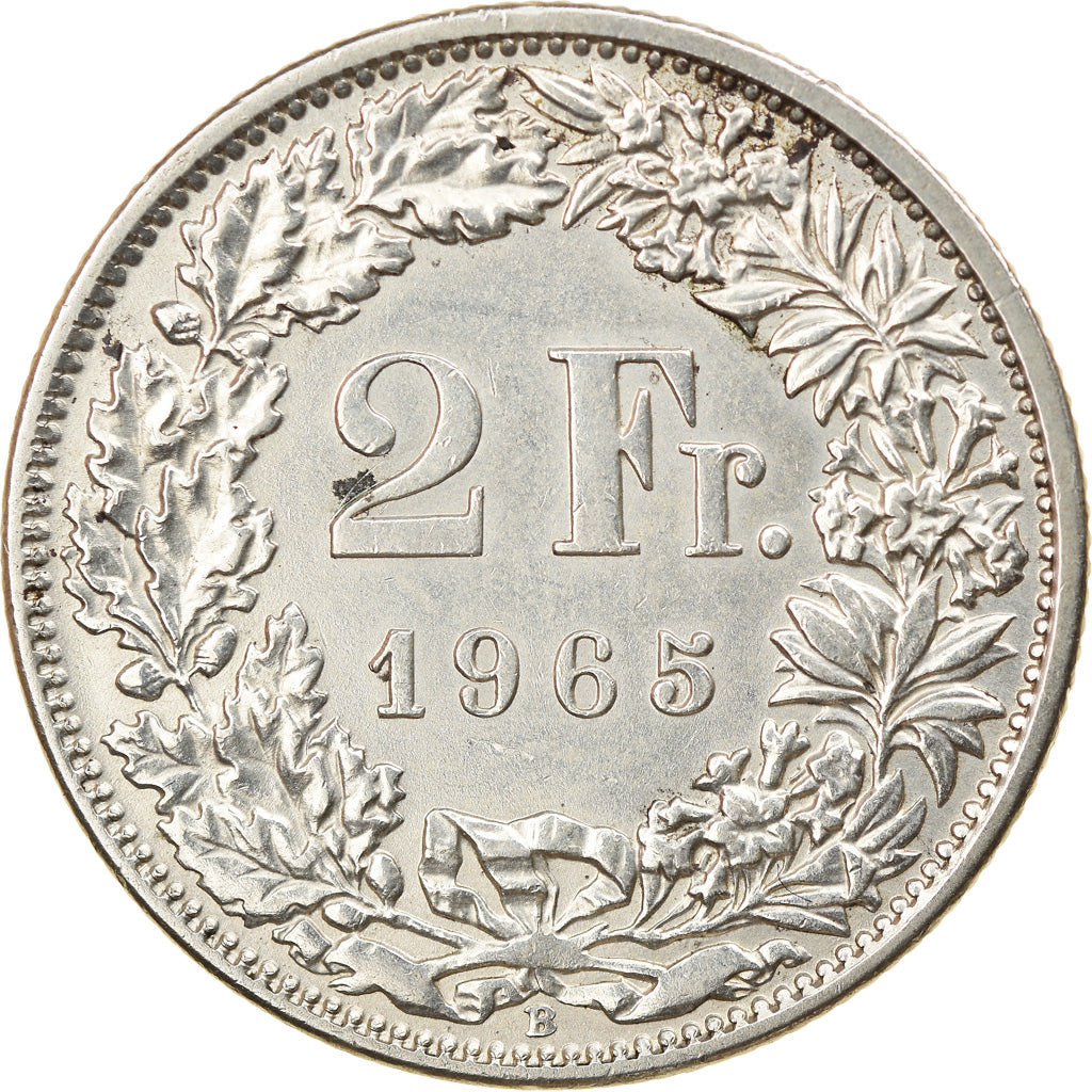 Coin, Switzerland, 2 Francs, 1965, Bern, MS(65-70), Silver, KM:21