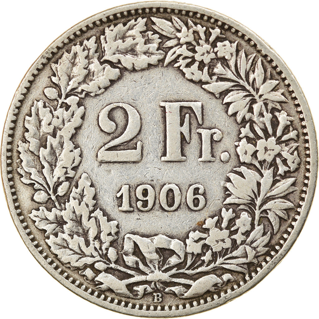 Coin, Switzerland, 2 Francs, 1906, Bern, VF(30-35), Silver, KM:21