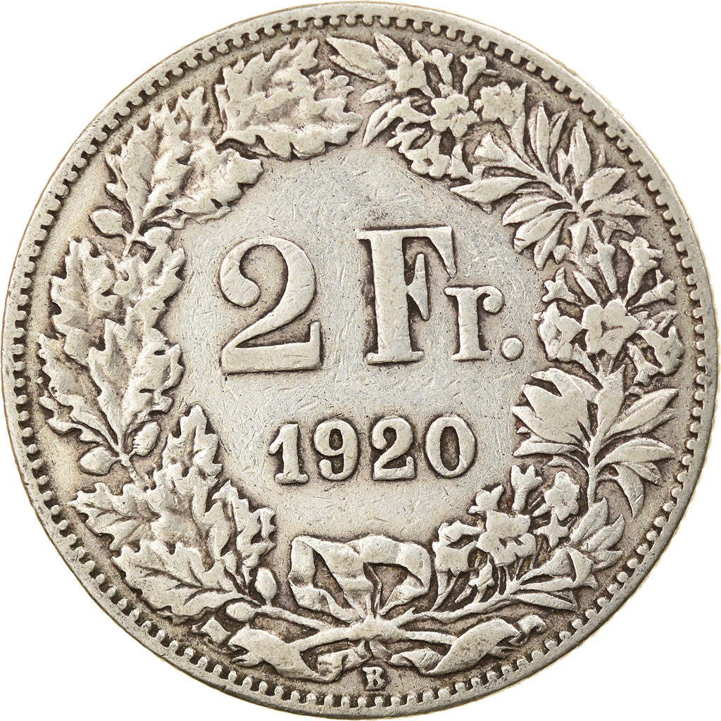 Coin, Switzerland, 2 Francs, 1920, Bern, VF(30-35), Silver, KM:21