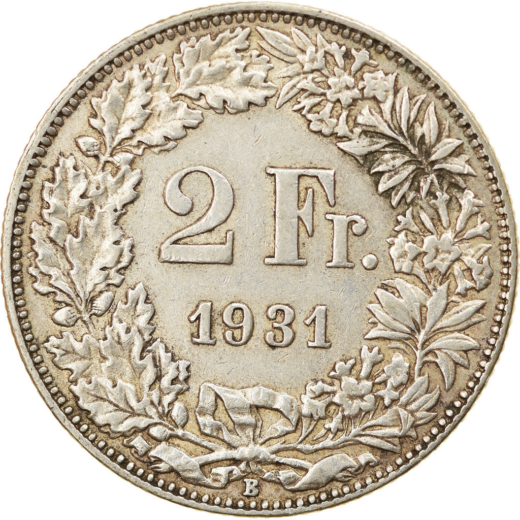 Coin, Switzerland, 2 Francs, 1931, Bern, EF(40-45), Silver, KM:21