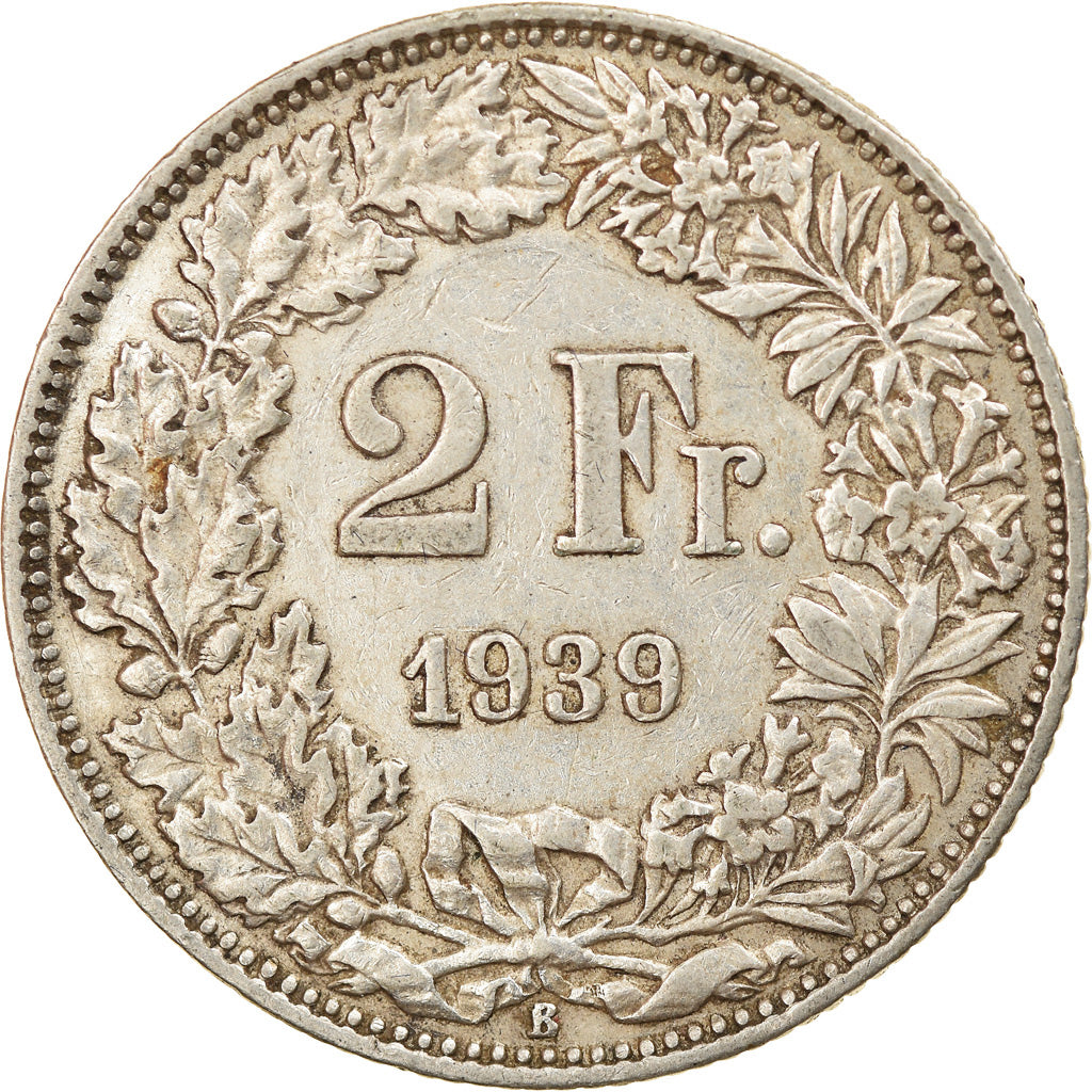 Moneta, Svizzera, 2 Francs, 1939, Bern, MB+, Argento, KM:21