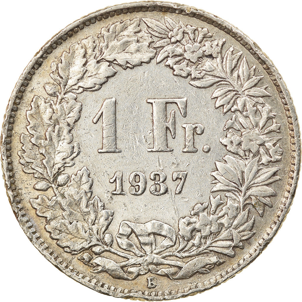 Coin, Switzerland, Franc, 1937, Bern, VF(20-25), Silver, KM:24