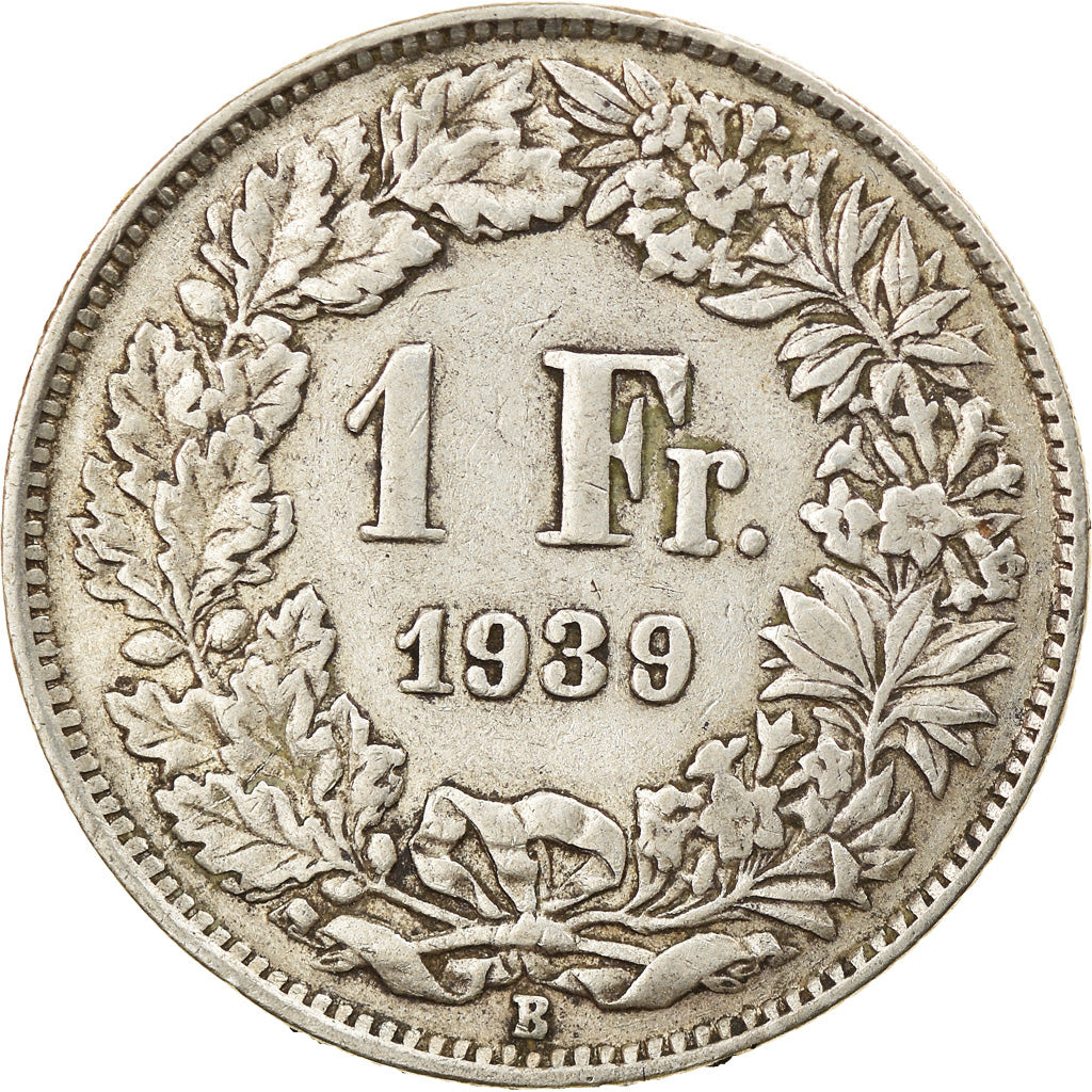 Coin, Switzerland, Franc, 1939, Bern, VF(20-25), Silver, KM:24