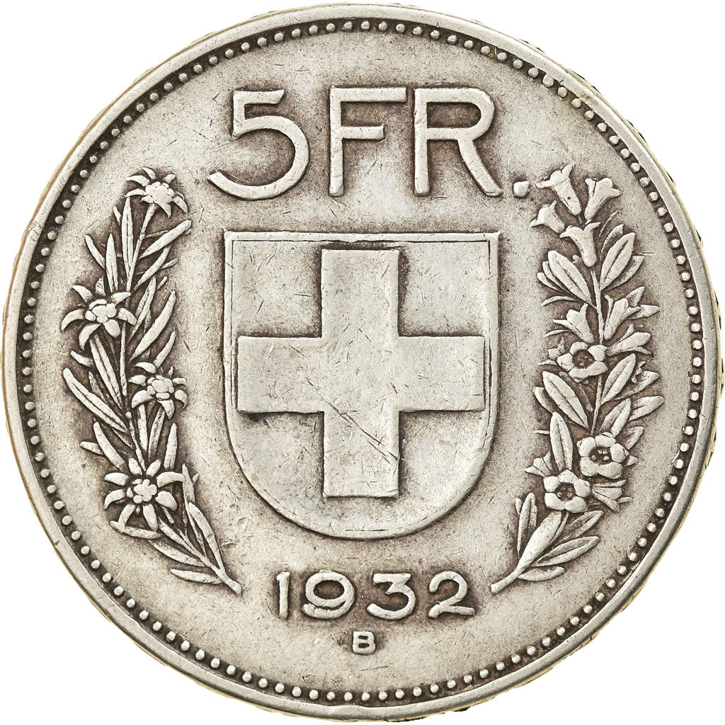 Coin, Switzerland, 5 Francs, 1932, Bern, EF(40-45), Silver, KM:40