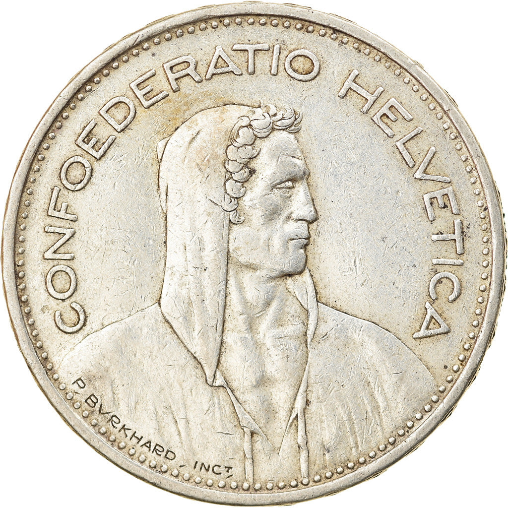 Coin, Switzerland, 5 Francs, 1939, Bern, EF(40-45), Silver, KM:40