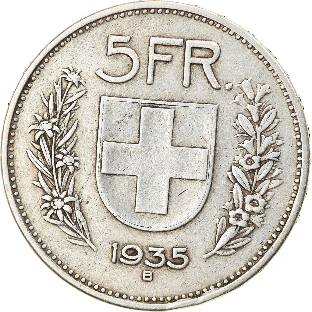 Coin, Switzerland, 5 Francs, 1935, Bern, EF(40-45), Silver, KM:40