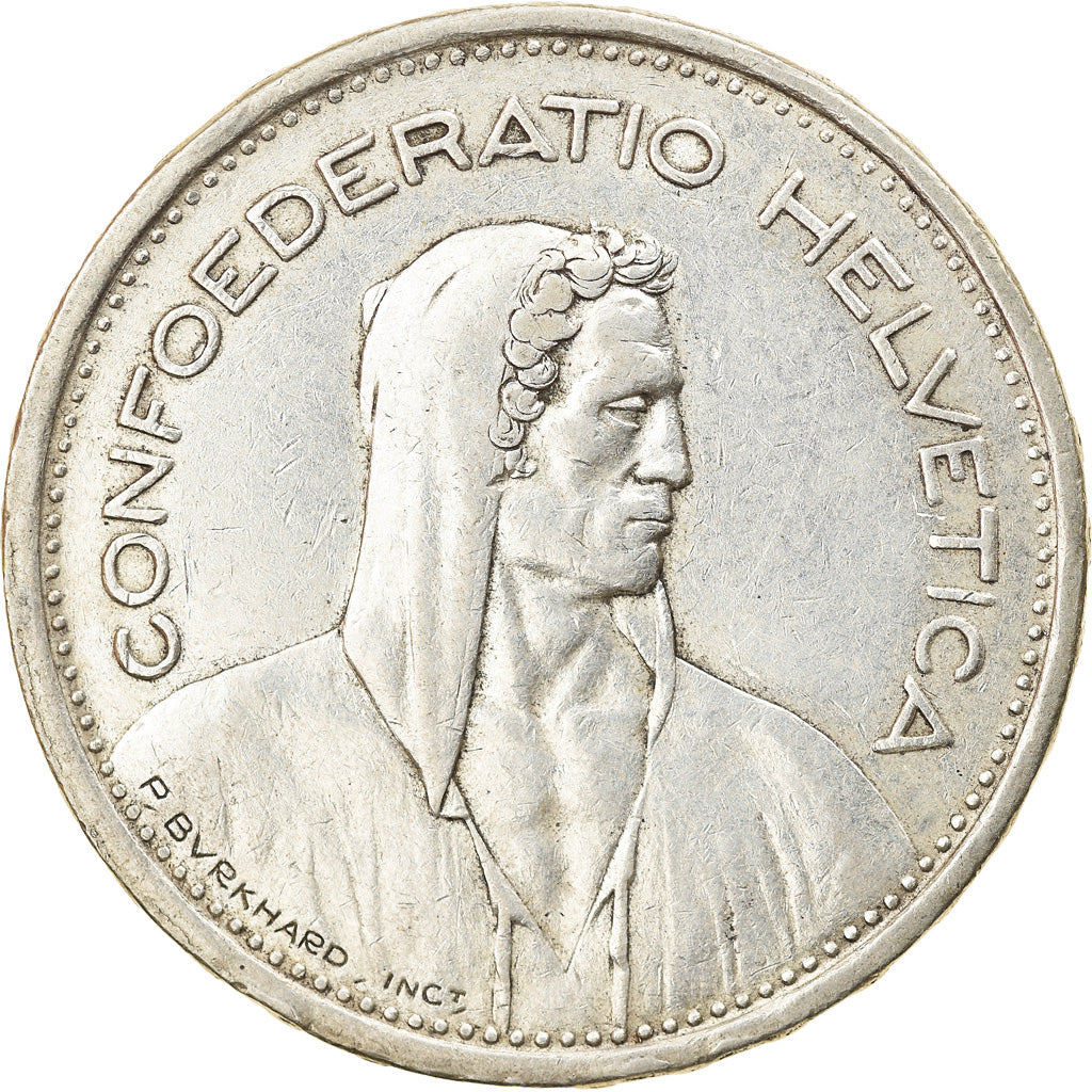 Coin, Switzerland, 5 Francs, 1954, Bern, EF(40-45), Silver, KM:40