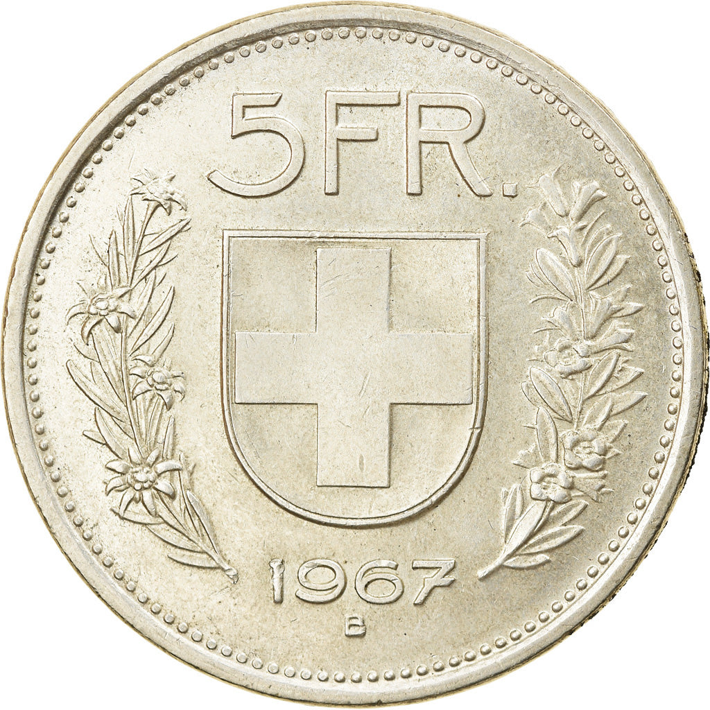 Coin, Switzerland, 5 Francs, 1967, Bern, VF(30-35), Silver, KM:40