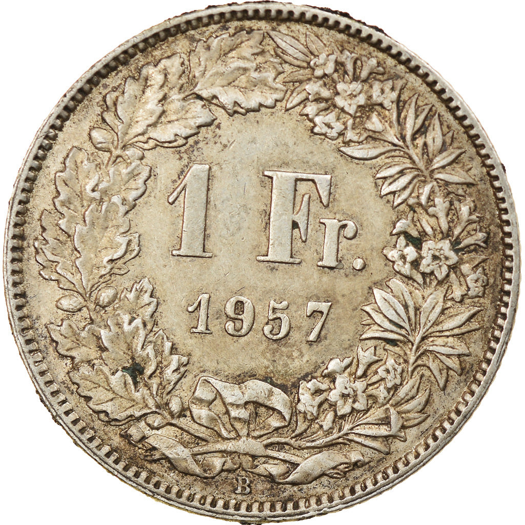 Coin, Switzerland, Franc, 1957, Bern, EF(40-45), Silver, KM:24