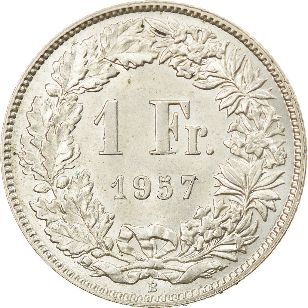 Coin, Switzerland, Franc, 1957, Bern, AU(55-58), Silver, KM:24