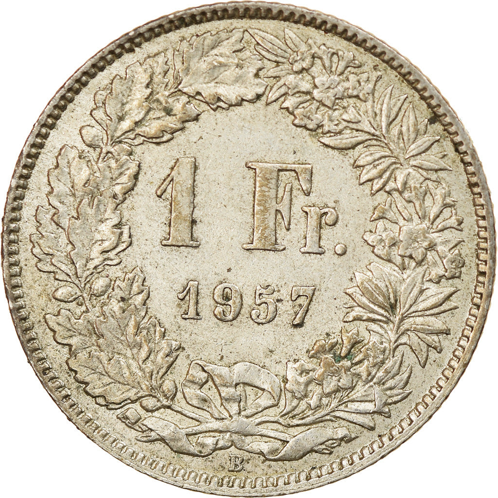 Coin, Switzerland, Franc, 1957, Bern, EF(40-45), Silver, KM:24