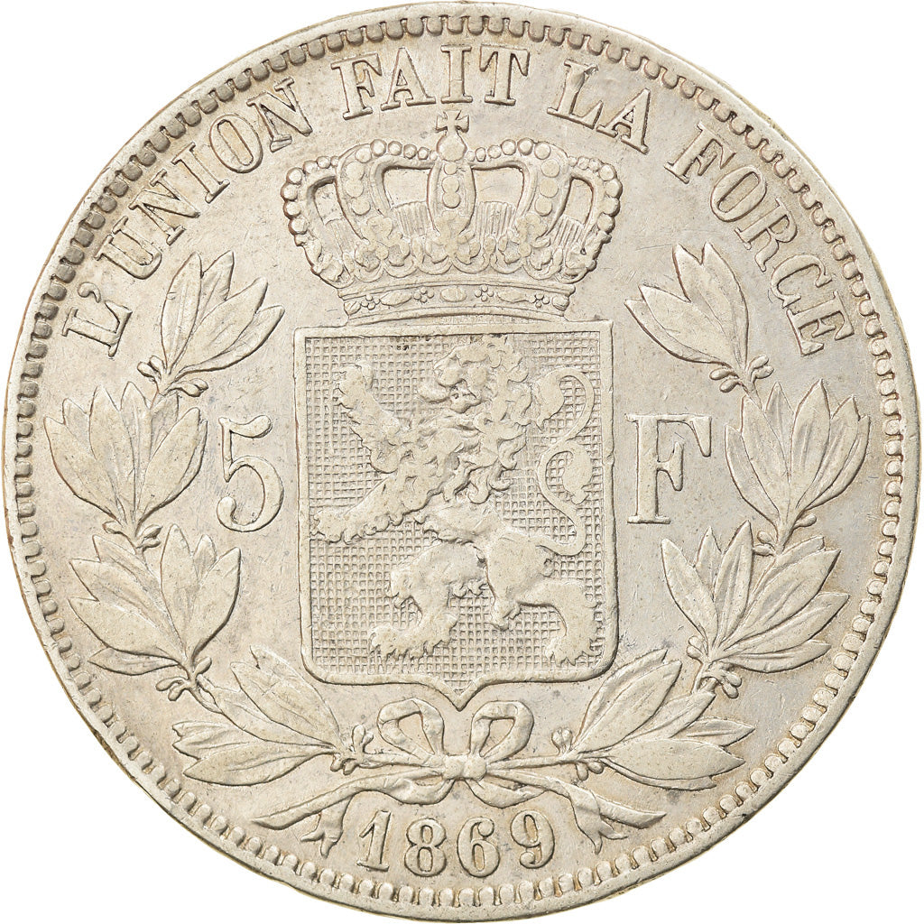Coin, Belgium, Leopold II, 5 Francs, 5 Frank, 1869, EF(40-45), Silver, KM:24