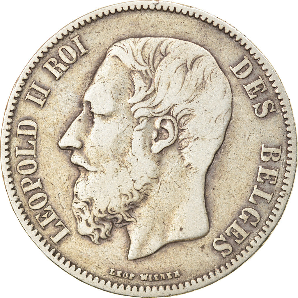 Münze, Belgien, Leopold II, 5 Francs, 5 Frank, 1869, S+, Silber, KM:24